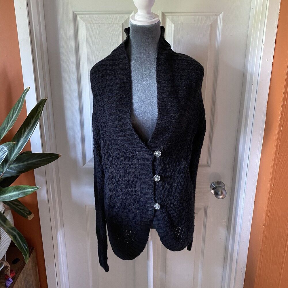 Converse One Star Sweater Women’s Size S Small Big Button Long Sleeve Knit Wool
